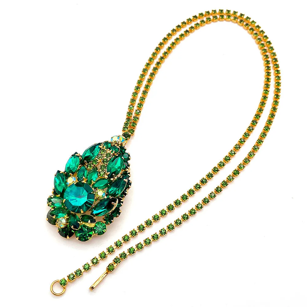 【USA輸入】ヴィンテージ JULIANA エメラルドビジュー イヤリング ネックレス セット/Vintage JULIANA Emerald Bijou Jewelry Set