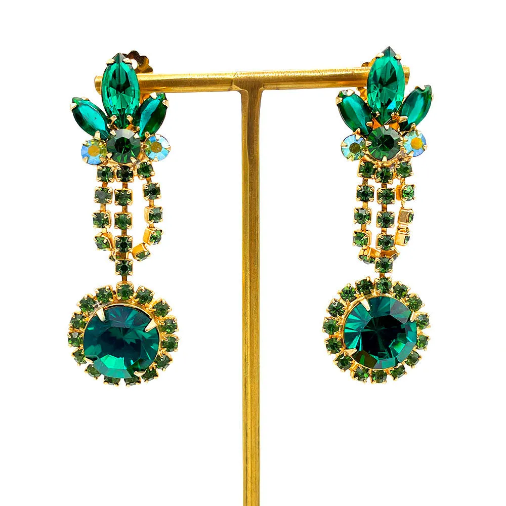 【USA輸入】ヴィンテージ JULIANA エメラルドビジュー イヤリング ネックレス セット/Vintage JULIANA Emerald Bijou Jewelry Set