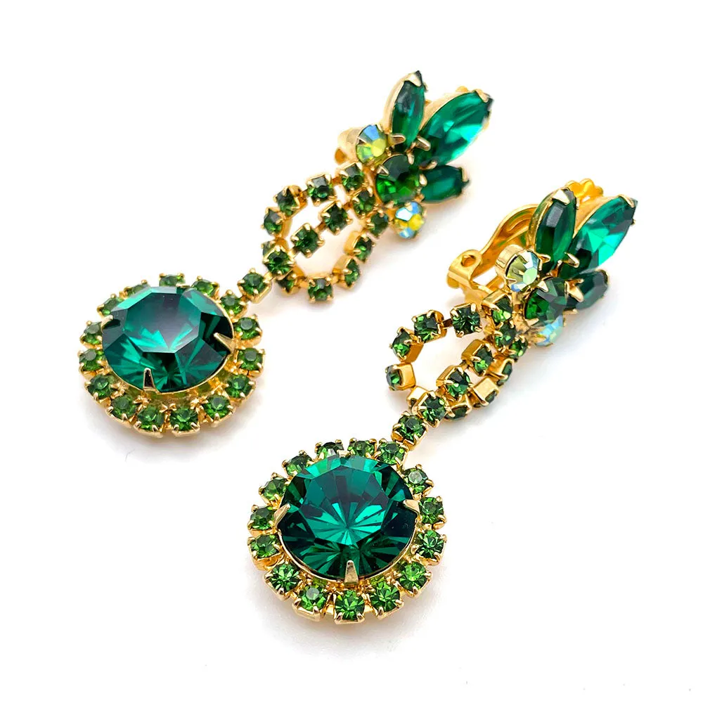 【USA輸入】ヴィンテージ JULIANA エメラルドビジュー イヤリング ネックレス セット/Vintage JULIANA Emerald Bijou Jewelry Set