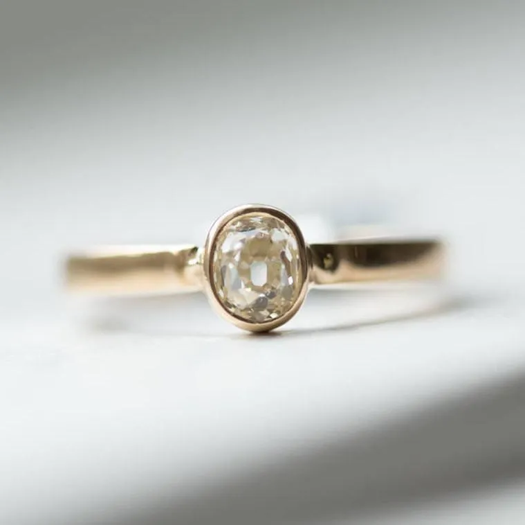 Vintage Diamond Ring Old Cut Bezel Set - Antique Old Mine Cut Diamond in a Vintage Setting - Comes with Appraisal - Yellow Gold Engagement