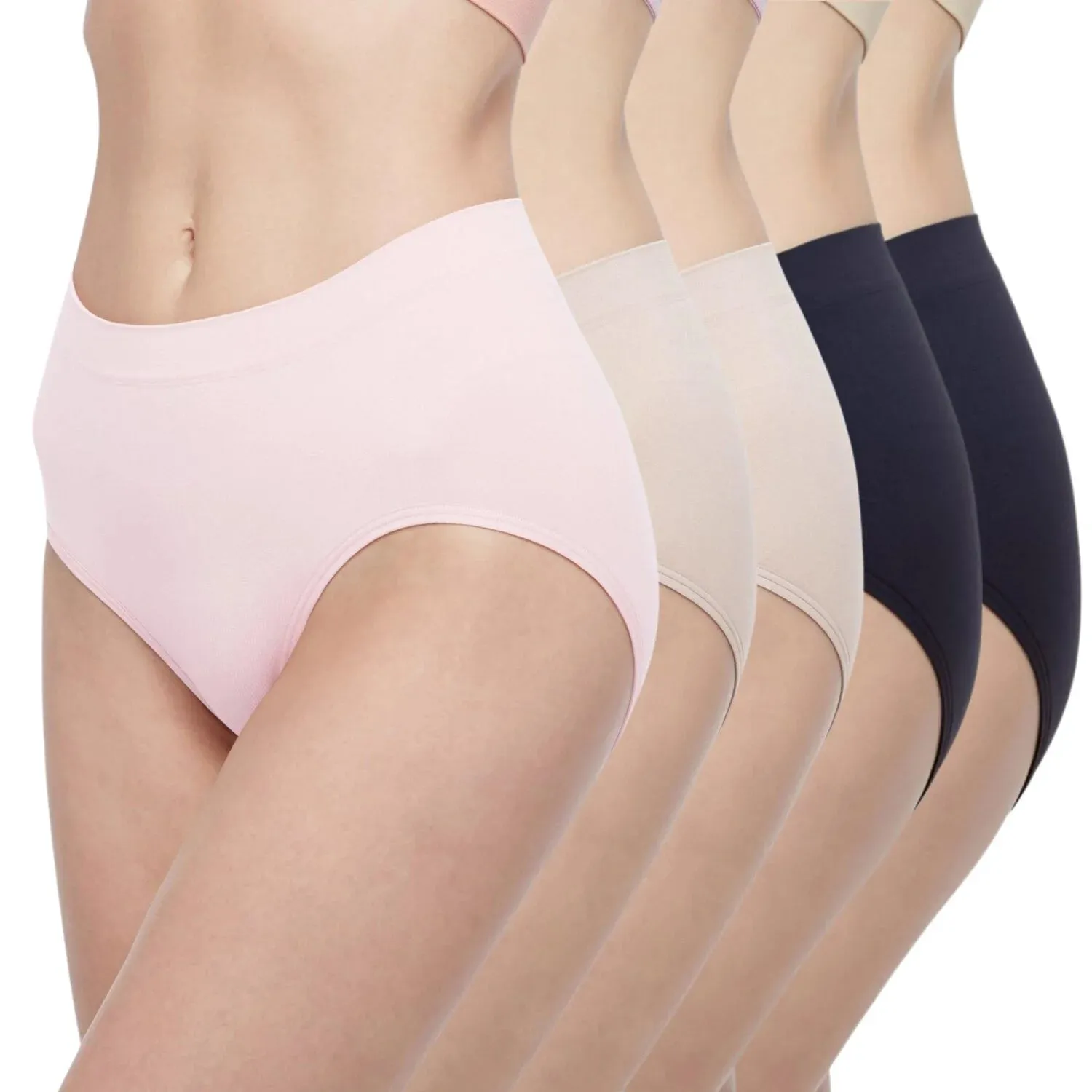 Wacoal Body Seamless panty กางเกงในไร้ตะเข็บ รูปแบบครึ่งตัว Set 5 ชิ้น รุ่น WU3F71 คละสี (สีดำ2-สีเบจ2-สีชมพู1)