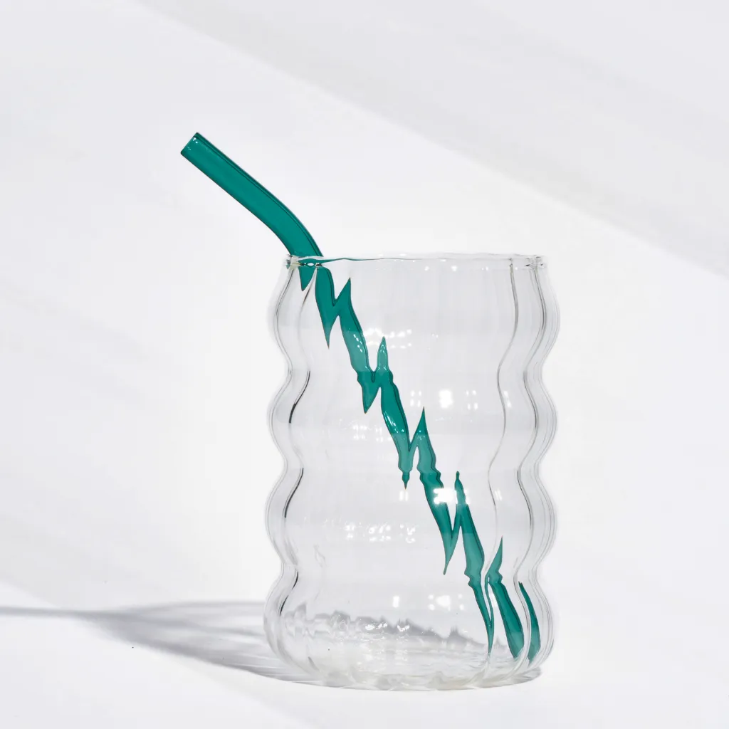 Wavy Daze - Fun Sipper with Glass Straw