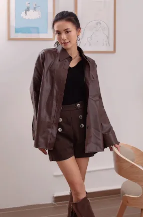 Weekend boyfriend faux leather shirt