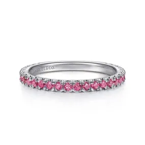 White Gold Ruby Stackable Ring, July Birthstone