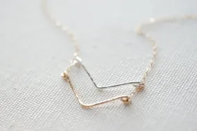 Wholesale Double Chevron Necklace, Sterling Silver and 14k gold Filled Chevron Charm,Chevron Necklace,Layer Arrow Necklace,Dainty Chevron Pendant